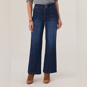 Ab"solution Skyrise Wide Leg Indigo Jeans with Center Front Seams SZ 12P